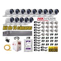 Kit 14 Cámaras de Seguridad Exterior Hikvision Full Hd 1080P mas Disco 2Tb