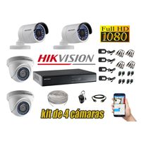 Kit 4 Cámaras de Seguridad Hikvision Full Hd 1080P mas Cable Hdmi P2p