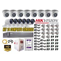 Kit 14 Cámaras de Seguridad Hikvision Hd 720P mas Disco 1Tb Completo P2P