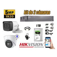 Kit 2 Cámaras de Seguridad Hikvision 5Mp 01 Cámara Audio Incorporado