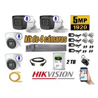 Kit 4 Cámaras de Seguridad Hikvision 5Mp Audio Incorporado Completo P2P