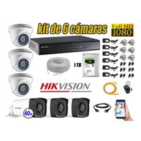 Kit 6 Cámaras de Seguridad It3F Hikvision Full Hd 1080P mas Disco 1Tb Mayor Alcance Hdmi