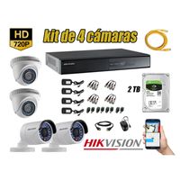 Kit 4 Cámaras de Seguridad Hikvision Hd 720P mas Disco 2Tb Hdmi P2P