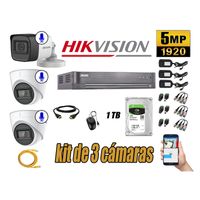 Kit 3 Cámaras de Seguridad Hikvision 5Mp Audio Incorporado Completo P2P