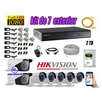 Kit 7 Cámaras de Seguridad Exterior Varifocal Hikvision Full Hd 1080P mas Disco 2Tb P2P