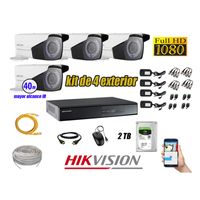 Kit 4 Cámaras de Seguridad Exterior Varifocal Hikvision Full Hd 1080P mas Disco 2Tb Wd P2p