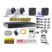 Kit 4 Cámaras de Seguridad Exterior It3F Hikvision Full Hd 1080P Disco 1Tb Wd