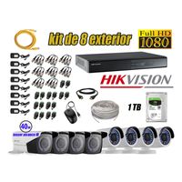 Kit 8 Cámaras de Seguridad Exterior Varifocal Hikvision Full Hd 1080P mas Disco 1Tb Wd