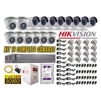 Kit 16 Cámaras de Seguridad Hikvision Full Hd 1080P mas Disco 1Tb Completo
