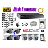 Kit 7 Cámaras de Seguridad Hikvision Full Hd 1080P mas Disco 1Tb Mayor Alcance Varifocal