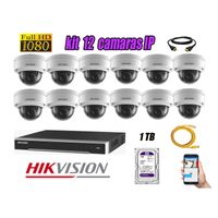 Kit 12 Cámaras de Seguridad Ip Poe Interior Hikvision mas Disco 1Tb Wd Púrpura