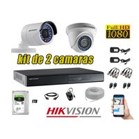 Kit 2 Cámaras de Seguridad Hikvision Full Hd 1080P mas Disco 1Tb Completo