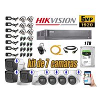 Kit 7 Cámaras de Seguridad Hikvision 5Mp Audio Incorporado Hdmi Completo
