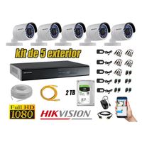 Kit 5 Cámaras de Seguridad Exterior Hikvision Full Hd 1080P mas Disco 2Tb