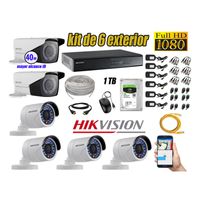 Kit 6 Cámaras de Seguridad Exterior Varifocal Hikvision Full Hd 1080P mas Disco 1Tb P2P