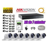 Kit 7 Cámaras de Seguridad Exterior Hikvision Full Hd 1080P mas Disco 2Tb