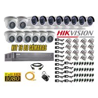 Kit 16 Cámaras de Seguridad Hikvision Full Hd 1080P mas Cable Hdmi