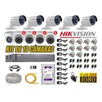 Kit 10 Cámaras de Seguridad Hikvision 4 Camara Audio Incorporado Full HD 2mp