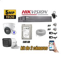 Kit 2 Cámaras de Seguridad Hikvision 5Mp P2p 01 Cámara Audio Incorporado