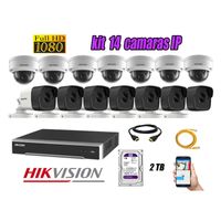 Kit 14 Cámaras de Seguridad Ip Poe Hikvision mas Disco 2Tb Wd Púrpura