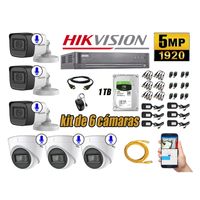 Kit 6 Cámaras de Seguridad Hikvision 5Mp Audio Incorporado Hdmi Completo