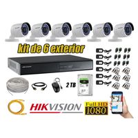 Kit 6 Cámaras de Seguridad Exterior Hikvision Full Hd 1080P mas Disco 2Tb