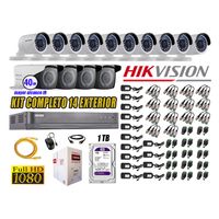 Kit 14 Cámaras de Seguridad Exterior Varifocal Hikvision Full Hd 1080P mas Disco 1Tb Wd