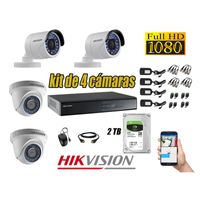 Kit 4 Cámaras de Seguridad Hikvision Full Hd 1080P mas Disco 2Tb Hdmi P2P