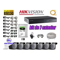 Kit 7 Cámaras de Seguridad Exterior Varifocal Hikvision Full Hd 1080P P2p Disco 1Tb P2P