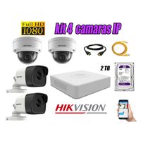 Kit 4 Cámaras de Seguridad Ip Poe Hikvision mas Disco 2Tb Wd Púrpura