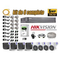 Kit 8 Cámaras de Seguridad Hikvision 5Mp Audio Incorporado Hdmi Completo