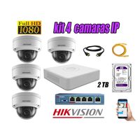 Kit 4 Cámaras de Seguridad Ip Interior Hikvision mas Disco 2Tb Wd Púrpura