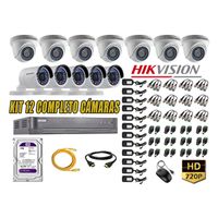 Kit 12 Cámaras de Seguridad Hikvision Hd 720P mas Disco 1Tb Hdmi P2P