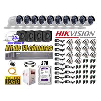 Kit 14 Cámaras de Seguridad Exterior It3F Hikvision Full Hd 1080P Disco 2Tb Wd