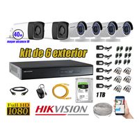 Kit 6 Cámaras de Seguridad Exterior It3F Hikvision Full Hd 1080P Disco 1Tb P2P