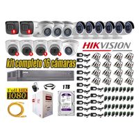 Kit 16 Cámaras de Seguridad Hikvision 6 Camara Audio Incorporado Full HD 2mp