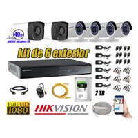 Kit 6 Cámaras de Seguridad Exterior It3F Hikvision Full Hd 1080P Disco 2Tb P2P
