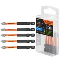 Juego 5 puntas de impacto para taladro atornillador, PhillipsPH2 x 3”,Truper