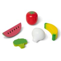 Juguete Didáctico Grupo De Comida Frutas Y Verduras 5 Pzs De Madera