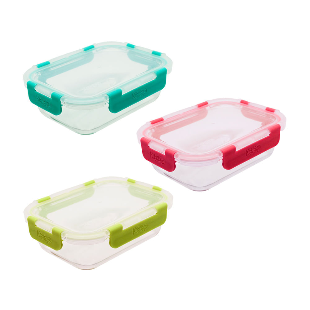 Taper de vidrio Hermético Rectangular 640ml Keep