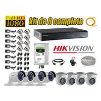 Kit 8 Cámaras de Seguridad Hikvision Full Hd 1080P mas Disco 2Tb Completo