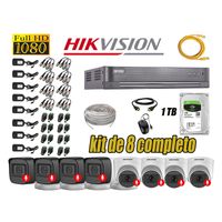 Kit 8 Cámaras de Seguridad Hikvision Audio con Incorporado Full HD 2Mp
