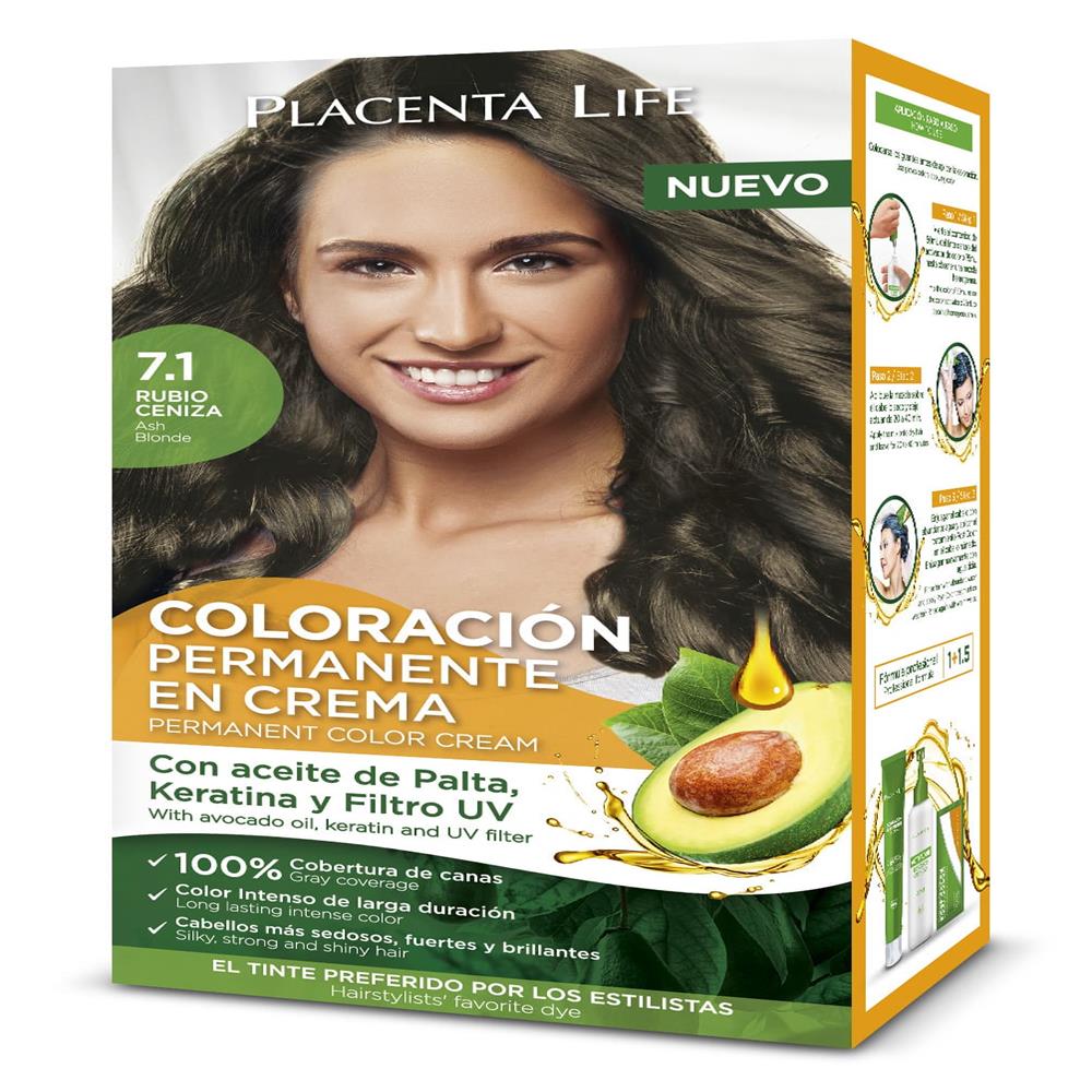 Placenta Life Coloración 7.1 Rubio Ceniza Kit