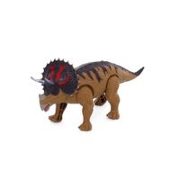 Dinosaurio Triseraptor Dinomat Camina Con Luces Y Sonidos Marrón
