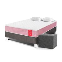 Cama Medallón Ergo 2 Plazas + Puff Acero