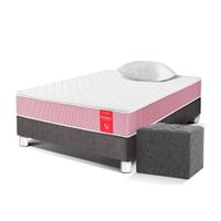 Cama Medallón Ergo 1.5 Plazas + Puff Acero