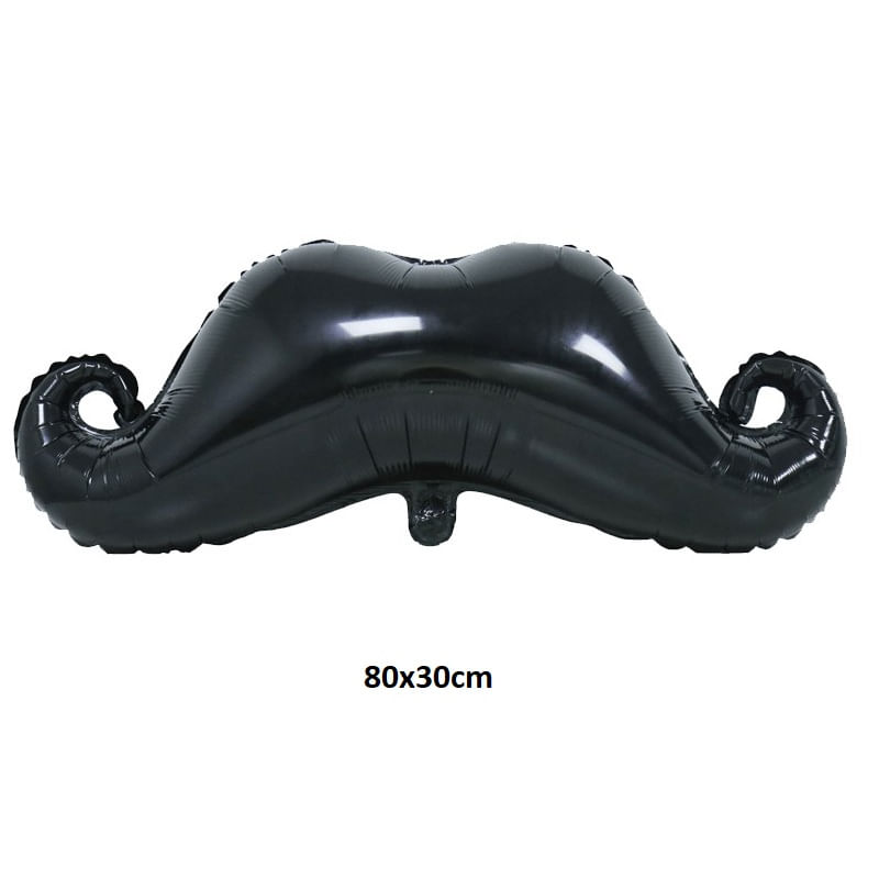 Globo metálico grande bigote negro