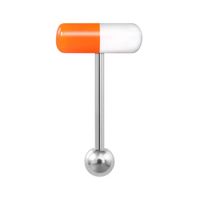 Piercing para lengua modelo pastilla naranja