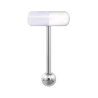 Piercing para lengua modelo pastilla transparente