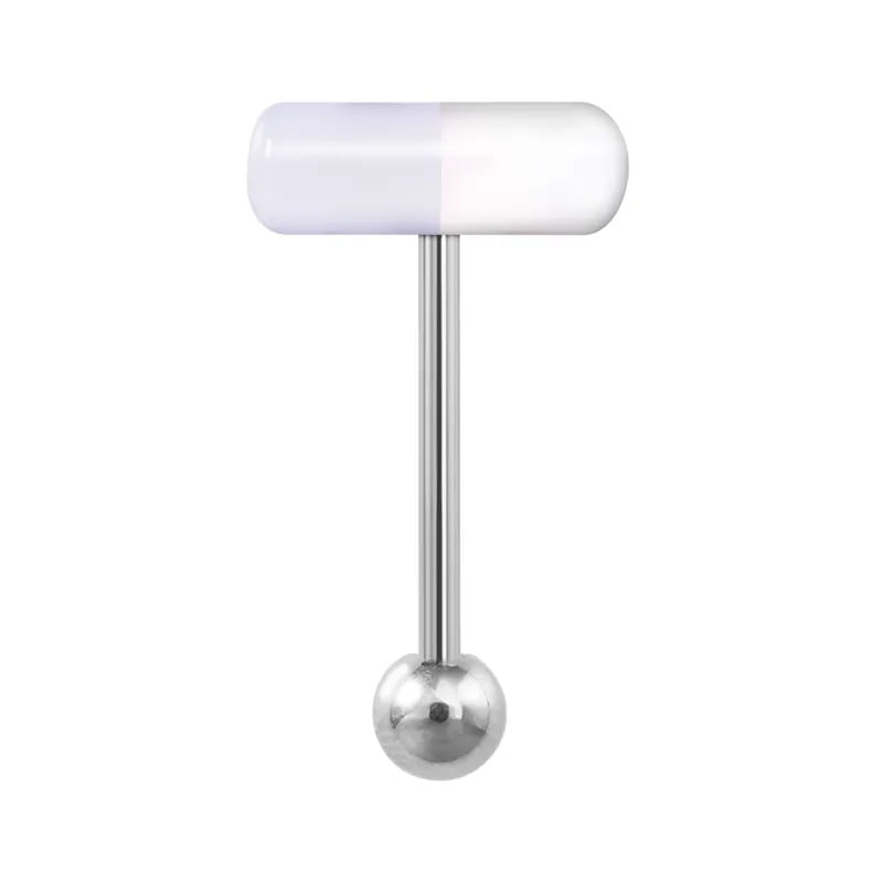 Piercing para lengua modelo pastilla transparente